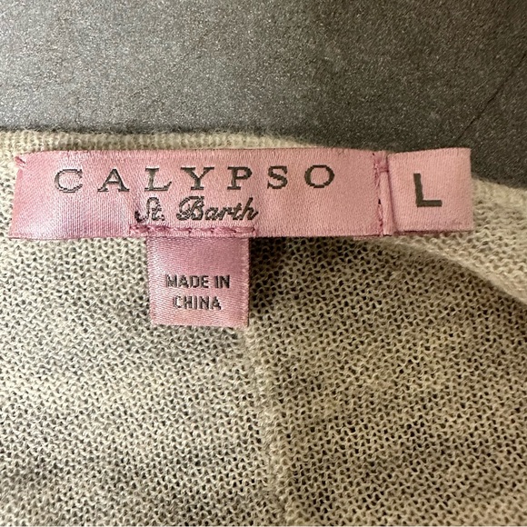 CALYPSO ST. BARTH Grey 100% Cashmere Cascade Cardigan L - Picture 8 of 9